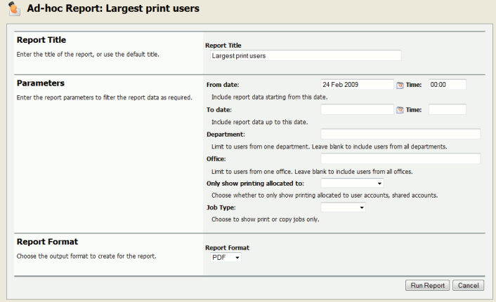 Selecting Ad-hoc date ranges and filters for reports