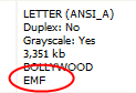 Job Log showing an EMF job