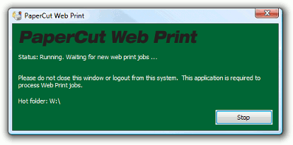 The PaperCut Web Print dialog