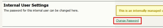 Changing an internal user password from the administration interface