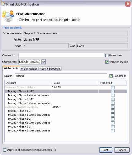 Searching accounts by phase in the project/phase code naming model