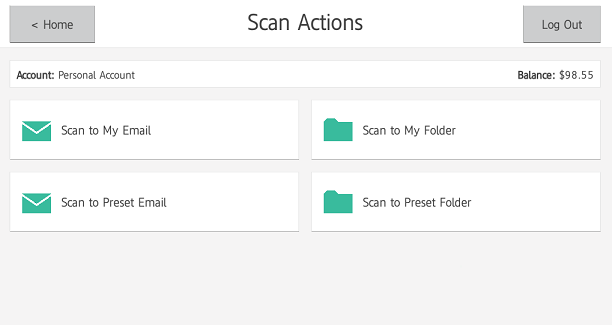 Scan Actions screen