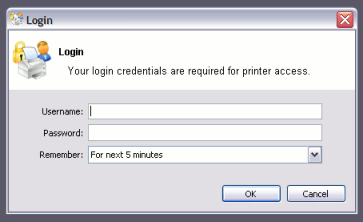 PaperCut MF client requesting authentication