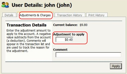 Issuing a partial refund using Adjustments & Charges