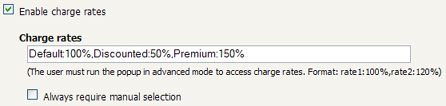 Three charge rates defined at the printer level