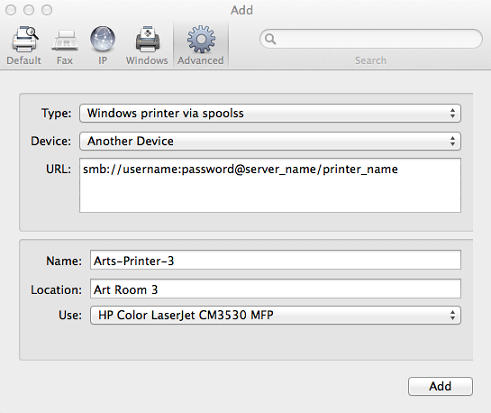search for printers on mac
